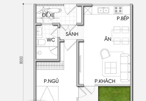 Tư vấn thiết kế nhà thoáng, sáng, DT 56m2